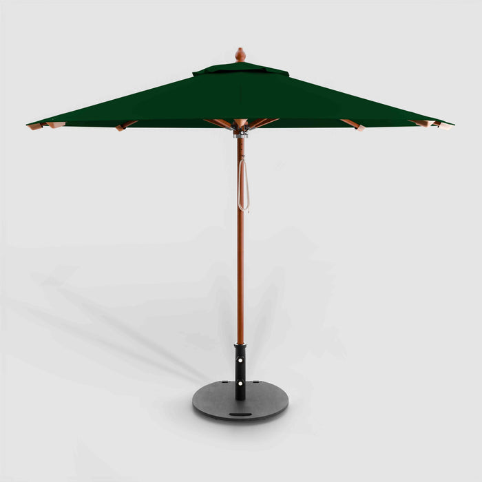 Midtown Bamboo umbrella, 11ft round, Sunbrella Forest Green