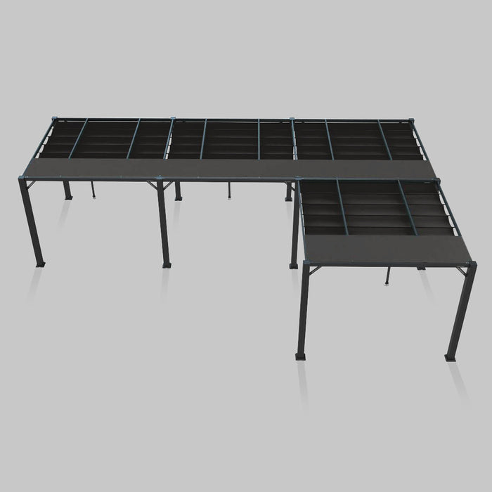 Midtown Modular pergola, aluminum frame, Terylast Black, L Shape