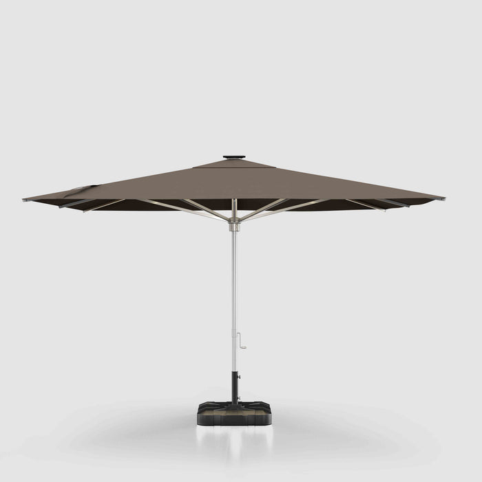 Midtown Supreme Market umbrella, Silver pole, Sunbrella Cast Shale