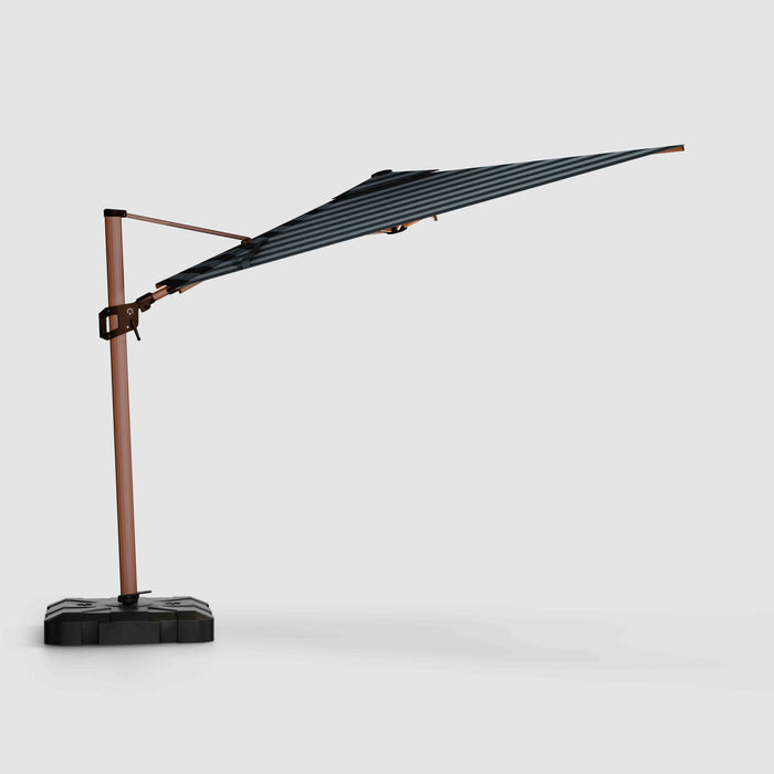 Midtown Supreme cantilever umbrella, Wooden pole, Sunbrella Black and Grey