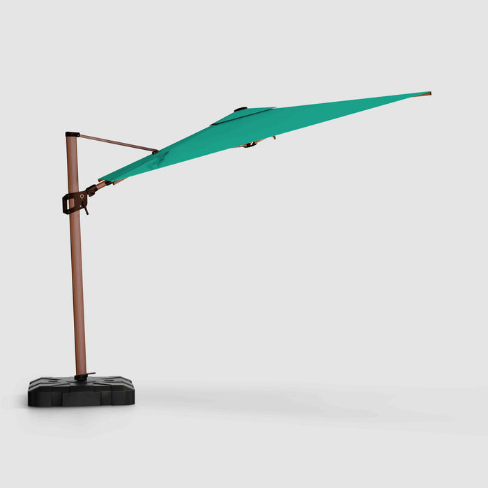 Midtown Supreme cantilever umbrella, Wooden pole, Sunbrella Canvas Teal