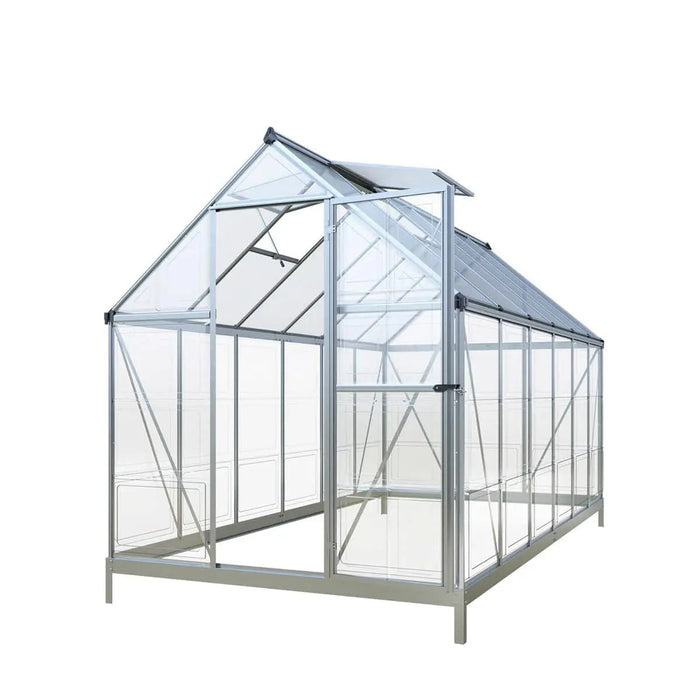 6' x 12' Crystal Clear Greenhouse, Aluminum Frame, Integrated Gutter System, Roof Vents — TMG-GH612