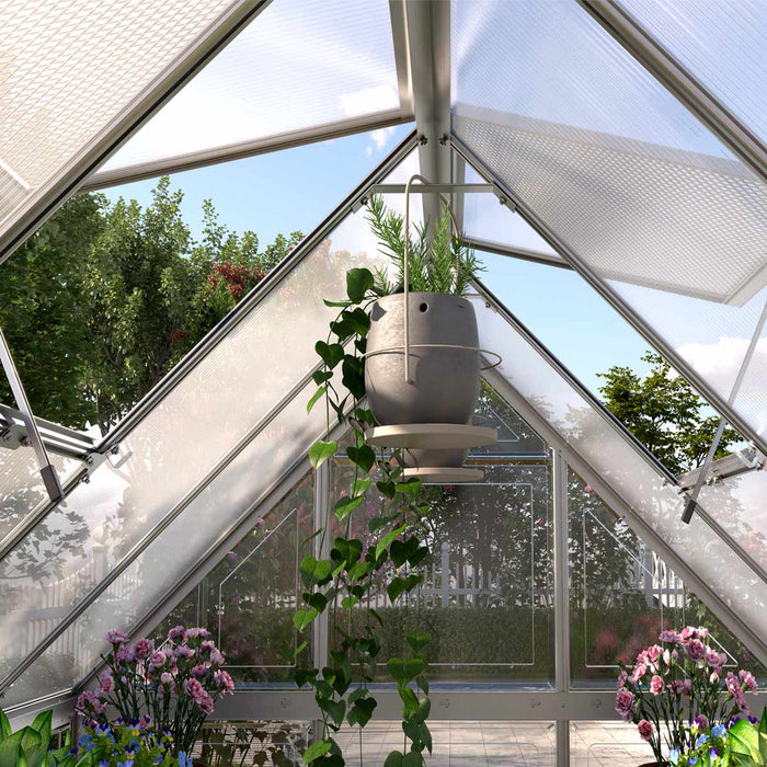 6' x 16' Crystal Clear Greenhouse, Aluminum Frame, Integrated Gutter System, Roof Vents — TMG-GH616