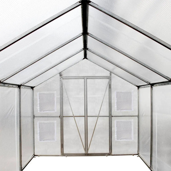8' x 13' Greenhouse Grow Tent with 20 Mil Ripstop Leno Mesh PVC Cover, Galvanized Steel Frame and Roll-Up Windows — TMG-GH813