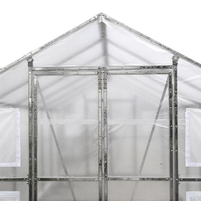 8' x 13' Greenhouse Grow Tent with 20 Mil Ripstop Leno Mesh PVC Cover, Galvanized Steel Frame and Roll-Up Windows — TMG-GH813