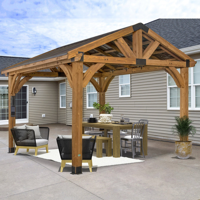 Arlington 12ft x 12ft cedar gazebo with electric PowerPort