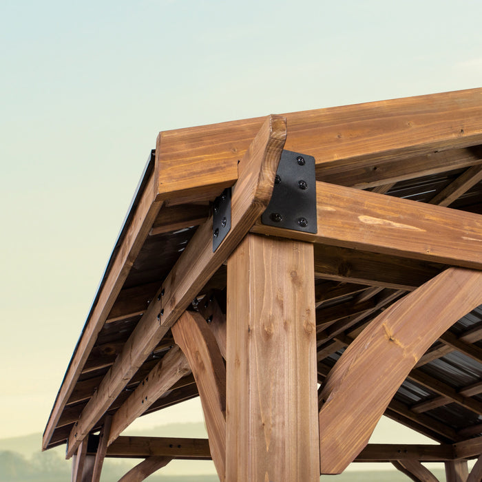 Arlington 12ft x 12ft cedar gazebo roof and corner detail