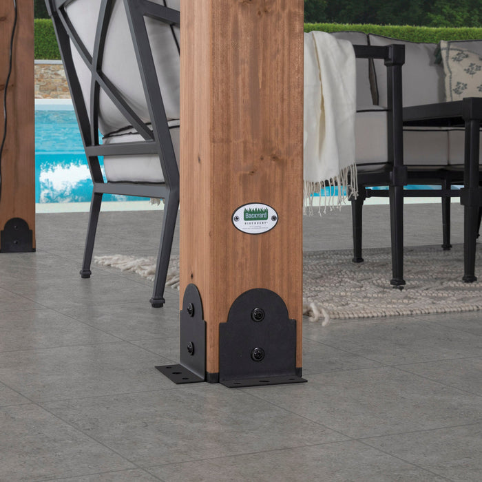 Barrington 16ft x 12ft cedar post and powder-coated steel anchor detail