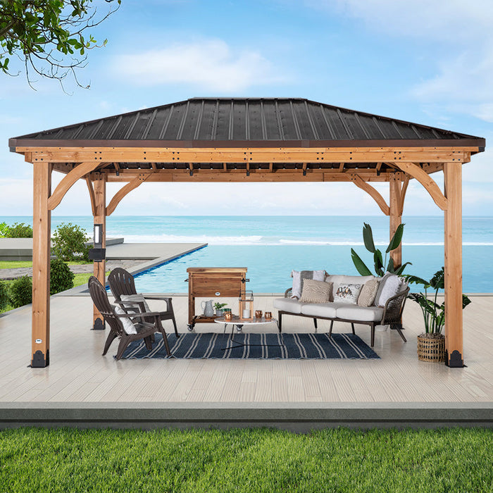 Barrington 16ft x 12ft cedar gazebo lifestyle view
