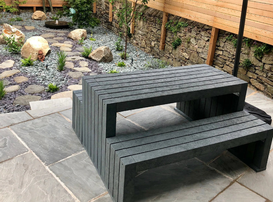 Calero Bench grey backless outdoor bench installation