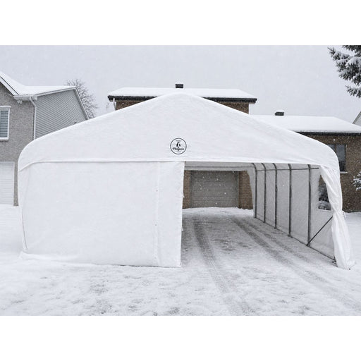 Gazebo Penguin Deluxe Double Car Shelter 18 ft x 20 ft in white