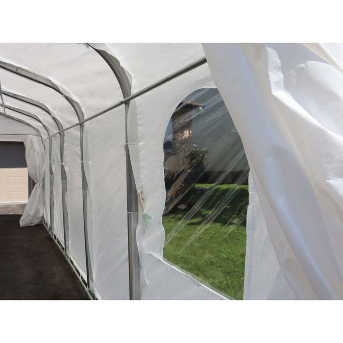 Gazebo Penguin Deluxe Double Car Shelter 18 ft x 20 ft interior and frame view