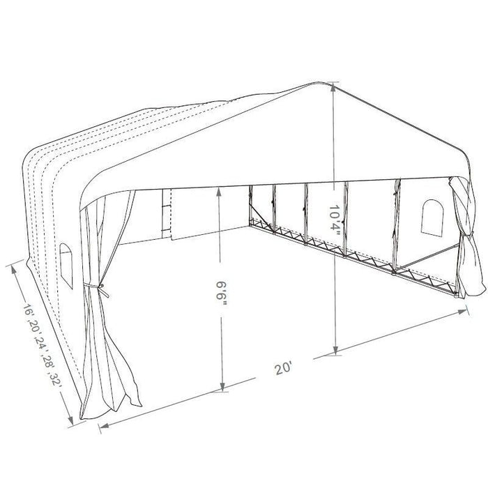 Gazebo Penguin Deluxe Double Car Shelter 20 ft x 20 ft shelter detail