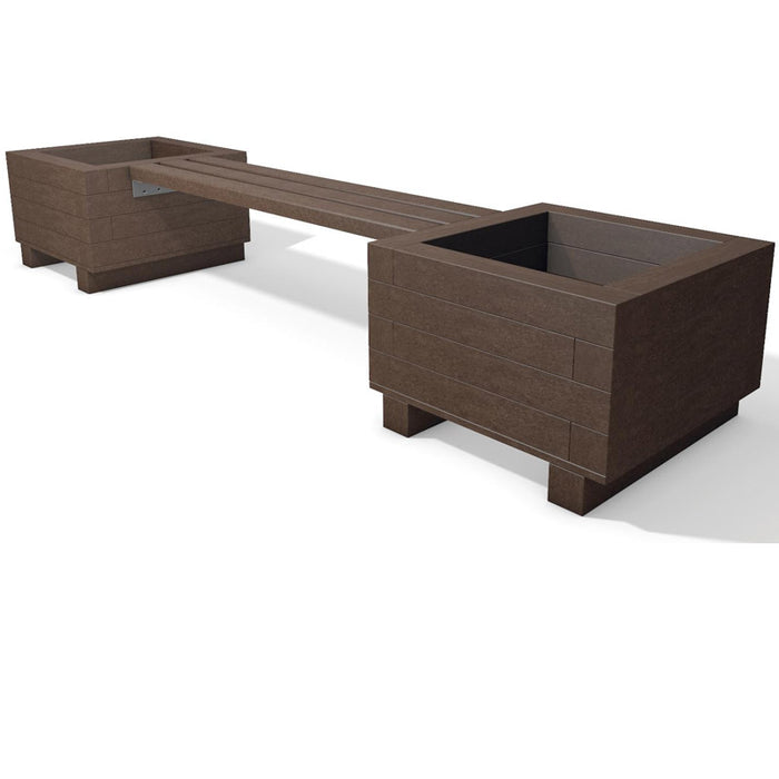 Killarney Recycled Plastic Modular Bench & Planter — Weatherproof Commercial Landscaping, Set of 5