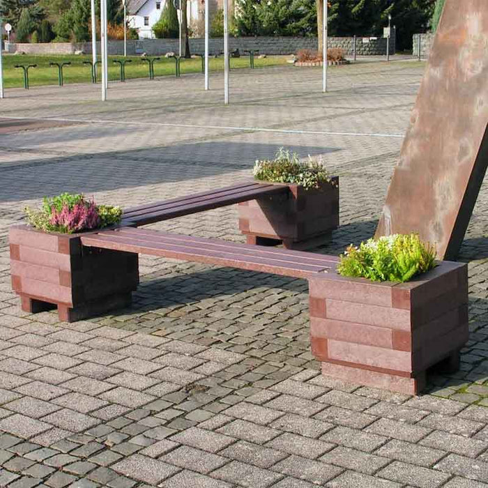 Killarney modular recycled plastic bench with integrated planters