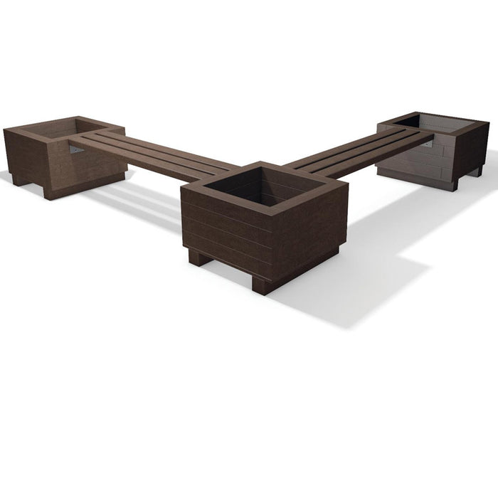 Killarney modular bench and planter outdoor configuration