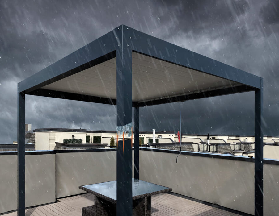 LOUSOL waterproof louvered pergola with integrated drainage