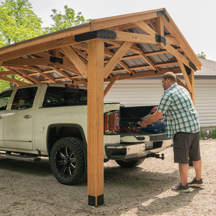 Norwood 20ft x 12ft carport gazebo with pickup truck