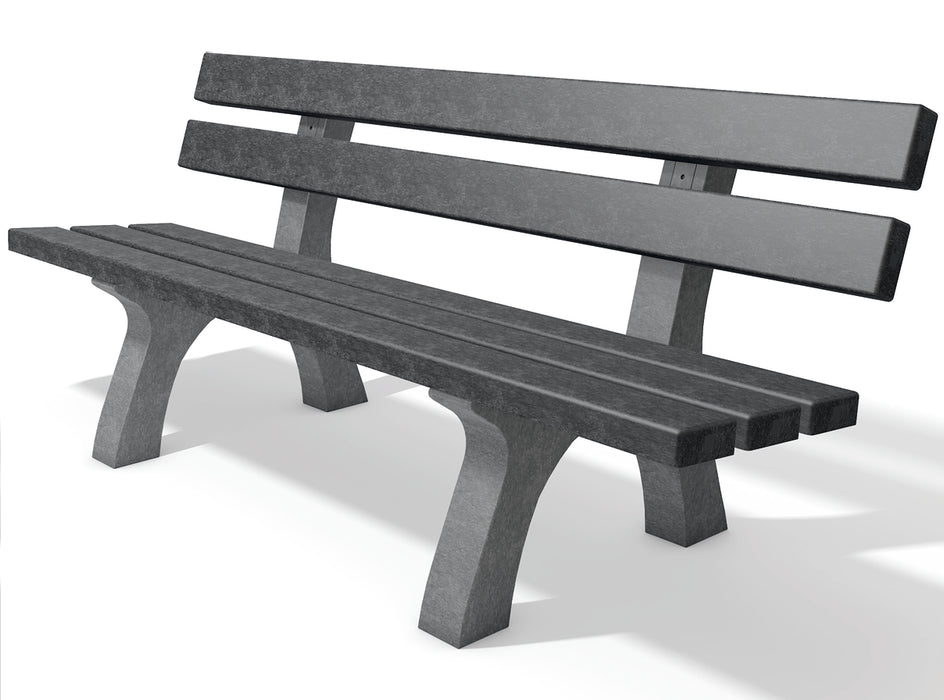 Piccadilly Bench 6'7" grey-black recycled plastic bench