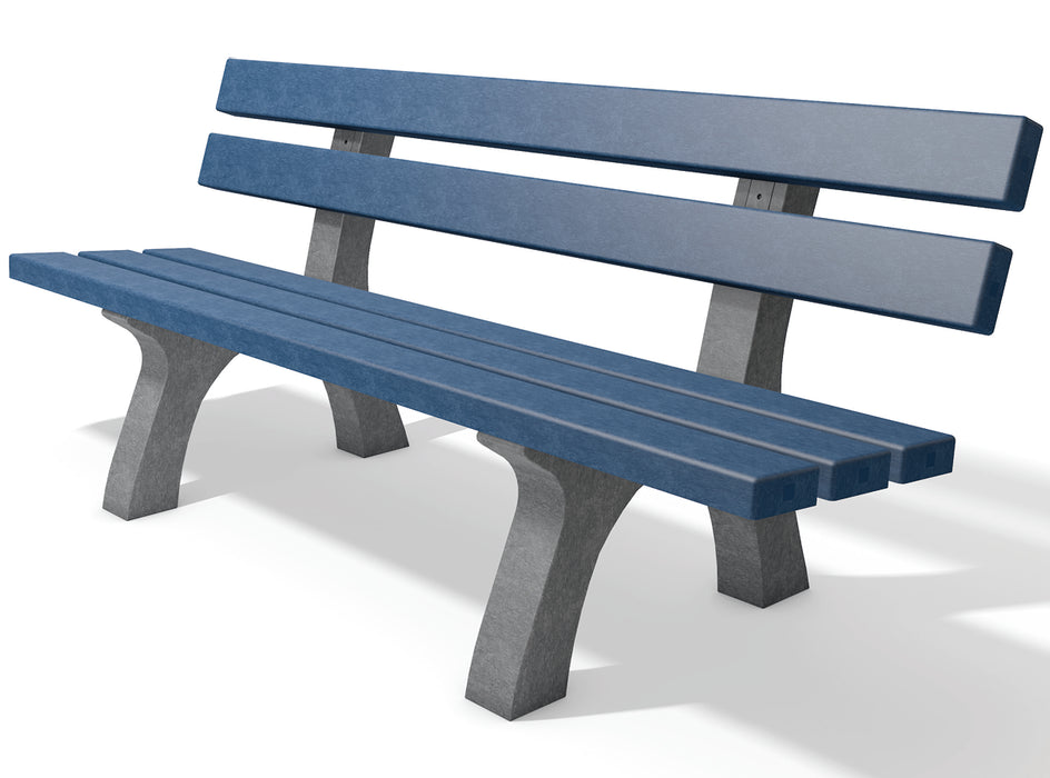 Piccadilly Bench 6'7" grey-blue recycled plastic bench