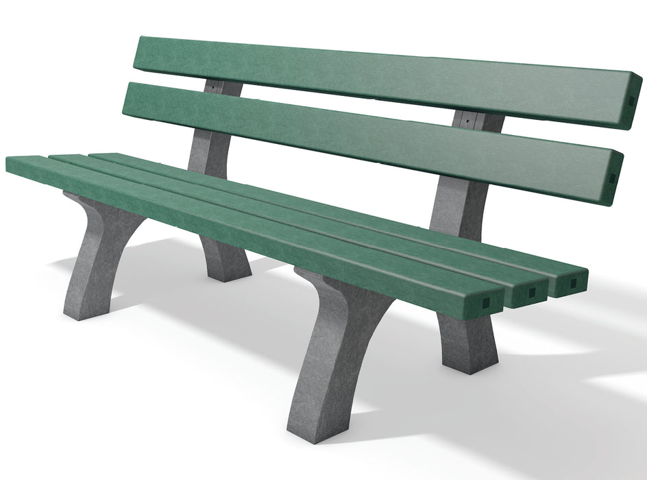 Piccadilly Bench 6'7" grey-green recycled plastic bench