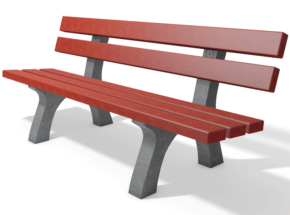 Piccadilly Bench 6'7" grey-red recycled plastic bench