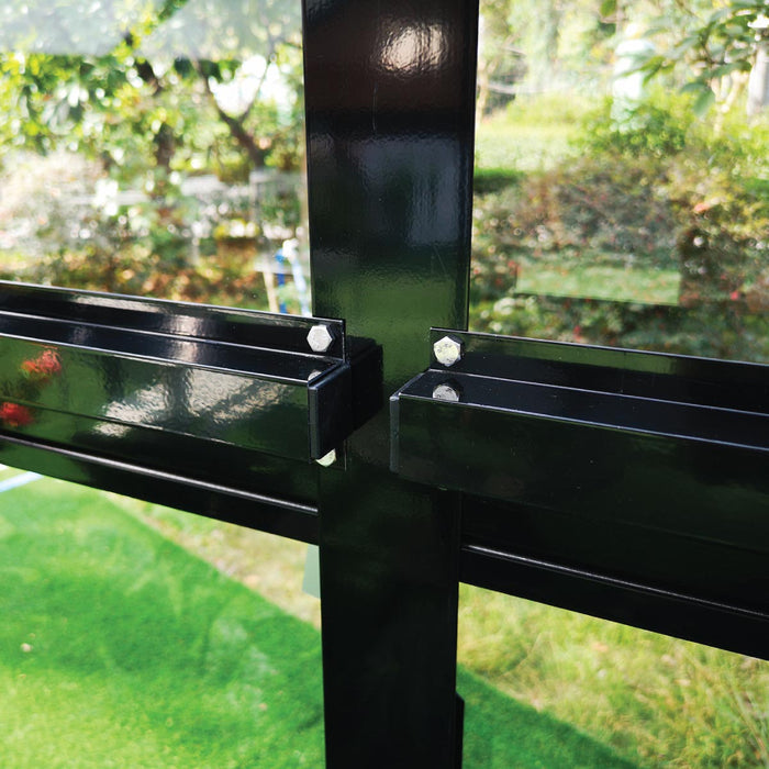 Reinforced aluminum frame bracing on the TMG Nordic Series greenhouse