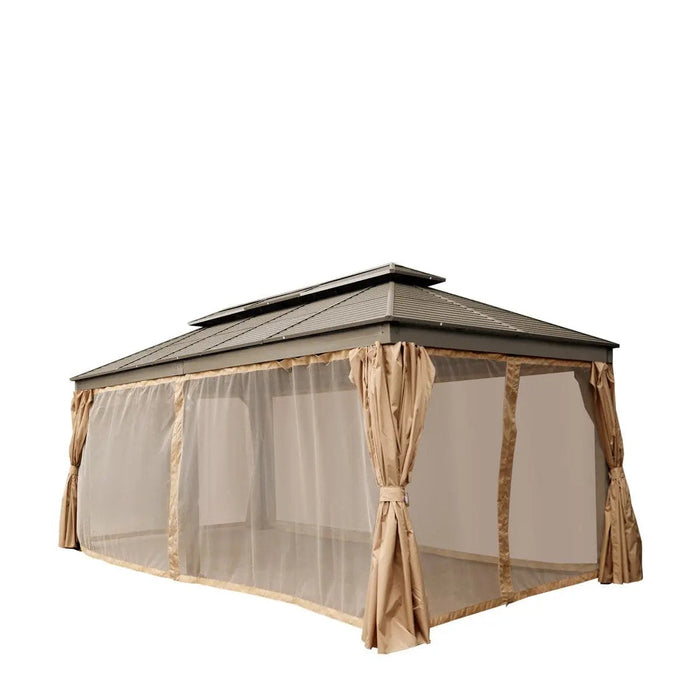 TMG LGZ21 gazebo with mosquito netting and privacy curtains