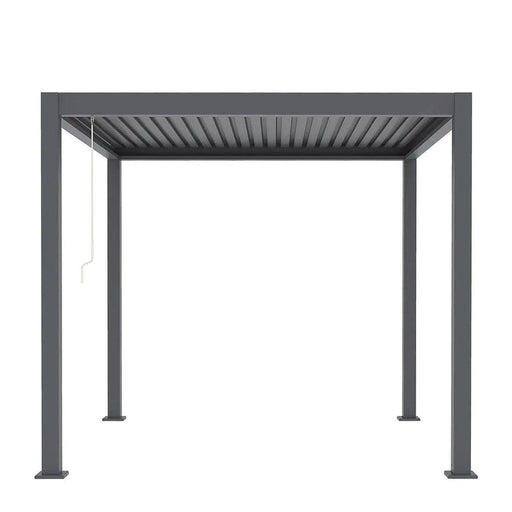 Angled view of TMG LPG10 10 by 10 aluminum louver pergola
