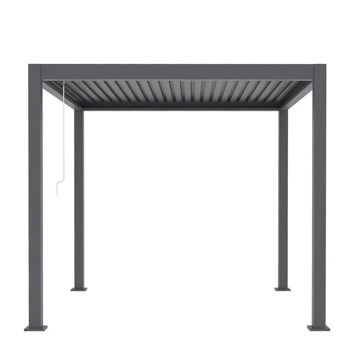 Angled view of TMG LPG10 10 by 10 aluminum louver pergola