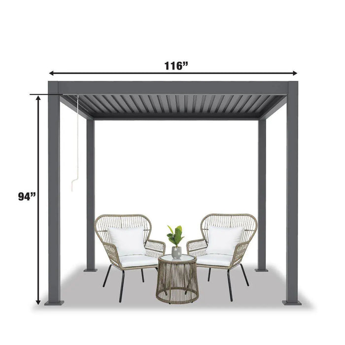 TMG LPG10 pergola with manual louver roof blades open