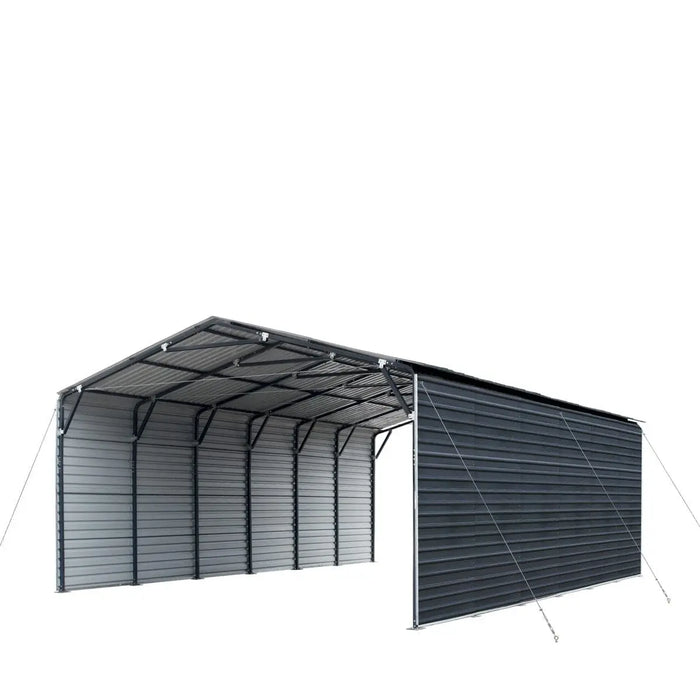 TMG 20 by 30 metal shed carport with 10 foot enclosed sidewalls