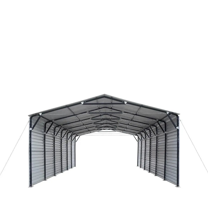 Side view of TMG MSC2030F metal shed carport