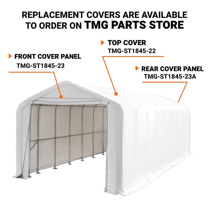 Galvanized steel frame of TMG ST1845 RV storage shelter