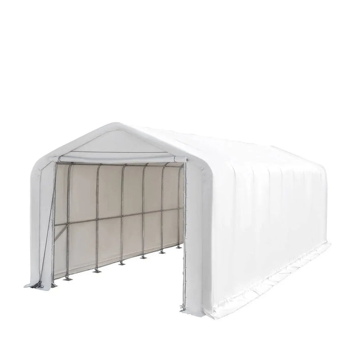 TMG 18 by 45 RV motorhome storage shelter with 17 oz PVC cover