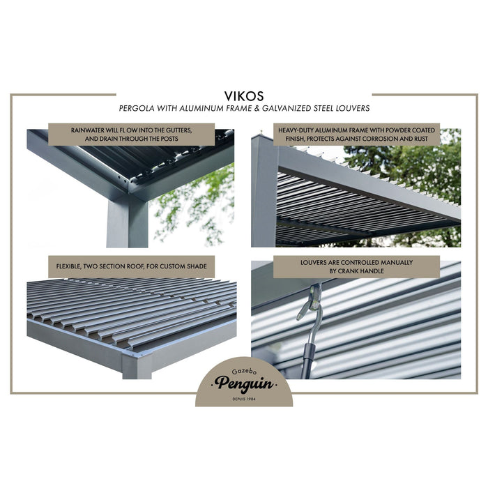 Vikos 10 x 10 pergola frame and louver roof detail