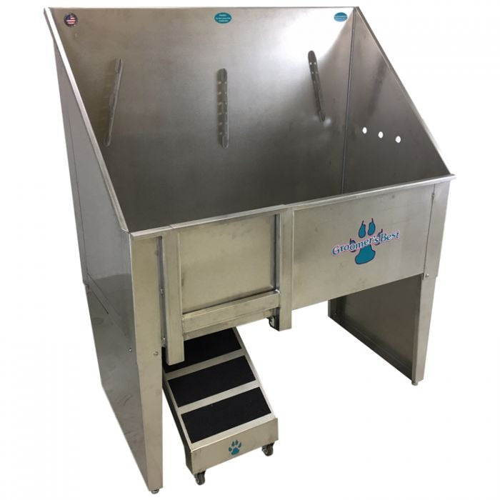 Groomer's Best - Walk-Through Bathing Tub with Right Faucet, Left Ramp, 48"
