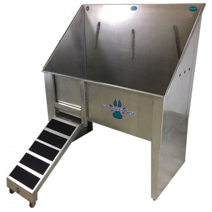 Groomer's Best - Walk-Through Bathing Tub with Right Faucet, Left Ramp, 48"