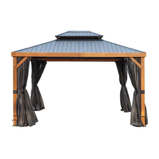 Gazebo Penguin Yosemite 10 x 12 aluminum gazebo with wood finish and double metal roof