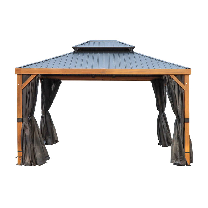 Gazebo Penguin Yosemite 10 x 12 aluminum gazebo with wood finish and double metal roof