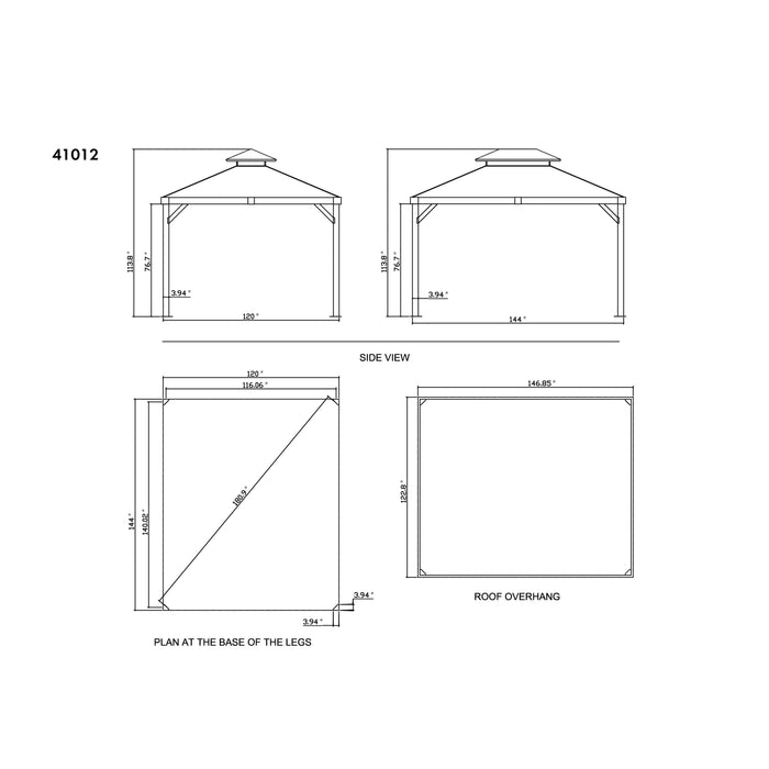 Gazebo Penguin Yosemite 10 x 12 gazebo specifications graphic